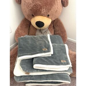 UGG Gray and Cream Sherpa Comforter Set
